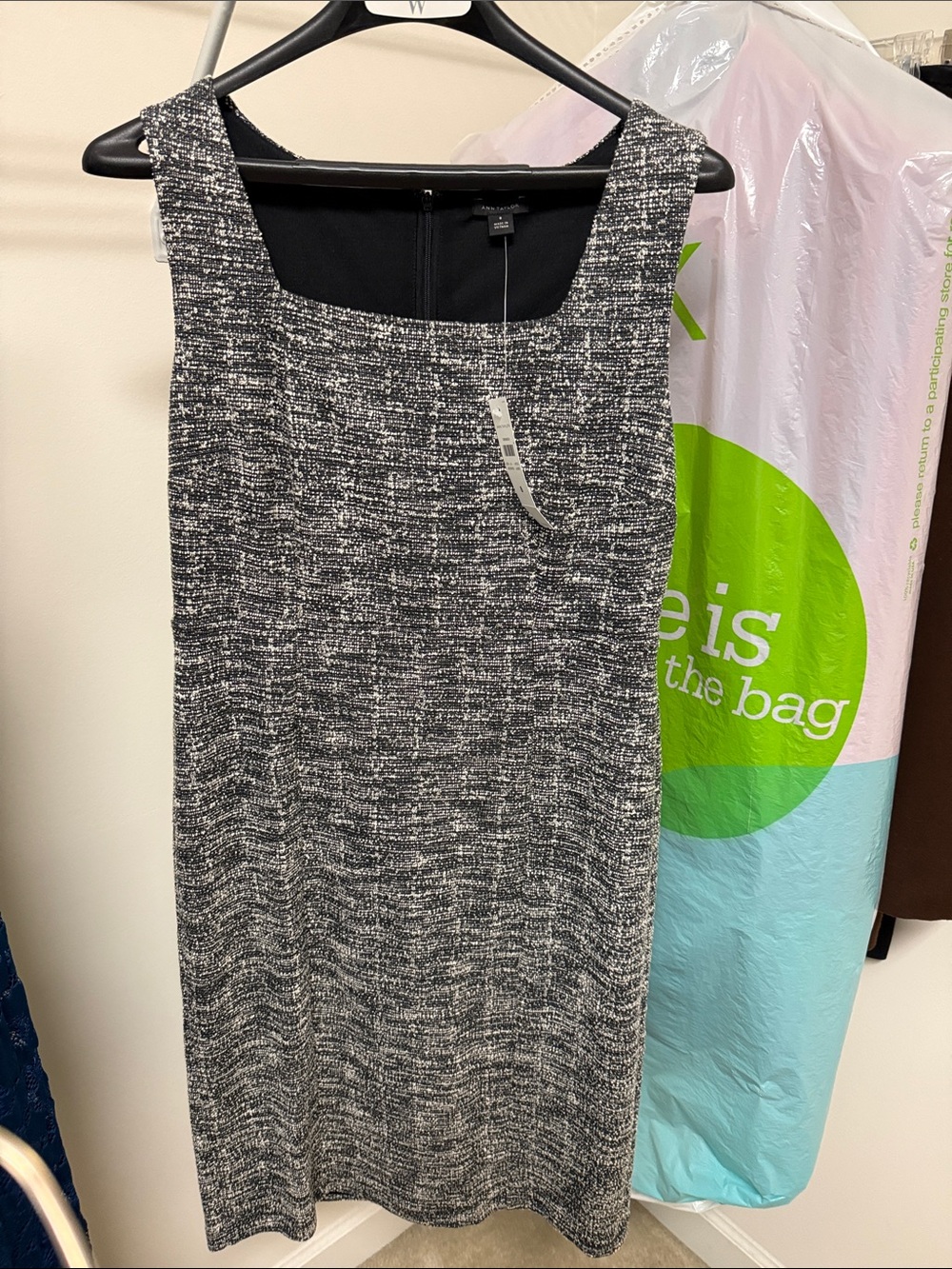 NWT Ann Taylor Black and White Tweed Sheath Dress